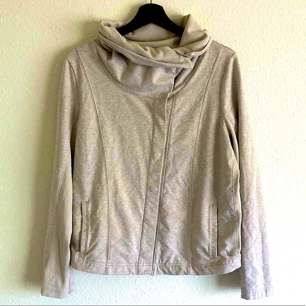 Eddie Bauer Cowl Neck Cream Button Up Jacket